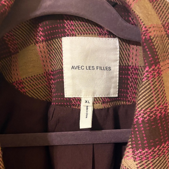 Anthropologie Plaid Embroidered Blazer - Brown & Burgundy - Picture 7 of 8